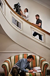 Director Nanni Moretti corrects a dialogue from the film Director Nanni Moretti corrects a dialogue from the film