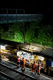 Night work on the CFF tracks at La Conversion (Lutry - VD)