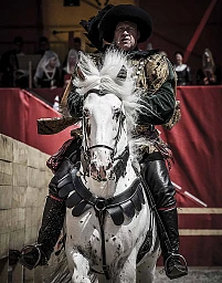 Master of ceremonies and competition director in gallop (knight picture from the article, which no longer fits 