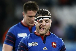 Rugby à XV - France v Roumanie - Coupe du Monde IRB 2015, Poule D - Stade olympique, Londres, Angleterre - 23/09/15 Réaction de Benjamin Kayser (France) après le match