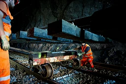 Travaux sur la voie ferrée du tunnel Lopper