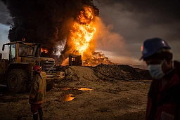 Utilizzando un tubo flessibile contro l'imponente fiamma di petrolio, i vigili del fuoco stanno cercando di raffreddare la zona circostante l'incendio quanto basta per consentire l'arrivo di attrezzature antincendio più pesanti. Utilizzando un tubo flessibile contro l'imponente fiamma di petrolio, i vigili del fuoco stanno cercando di raffreddare la zona circostante l'incendio quanto basta per consentire l'arrivo di attrezzature antincendio più pesanti.