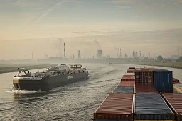 Kurz vor dem Ziel: Morgenstimmung über dem Rhein-Schelde-Kanal.