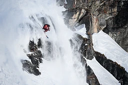 Drew Tabke of the US competes during the Men's ski event at the Xtreme Freeride World Tour final on the Bec de Rosses mountain above the Swiss Alps resort of Verbier, on March 23, 2019. Drew Tabke of the US competes during the Men's ski event at the Xtreme Freeride World Tour final on the Bec de Rosses mountain above the Swiss Alps resort of Verbier, on March 23, 2019.
