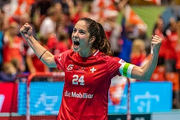 NEUCHATEL, SWITZERLAND - DECEMBER 14: Marti Flurina celebrates the qualification for the final during the 2019 Women's World Floorball Championships semi-final match between Switzerland and Czech Republic at Patinoires du Littoral in Neuchatel, Switzerland, on 14 December 2019. (Photo by Bastien Gallay/RvS.Media)