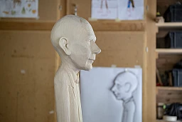 Die Holzskulptur des Delegierten des BAG Daniel Koch aufgenommen am Mittwoch, 20. Mai 2020 in Isenthal. Der Urner Holzbildhauer Peter Bissig schnitzt waehrend drei Tagen die Skulptur von "Mr. Corona" Daniel Koch aus einem Stueck Lindenbaum. (KEYSTONE/Urs Flueeler). Die Holzskulptur des Delegierten des BAG Daniel Koch aufgenommen am Mittwoch, 20. Mai 2020 in Isenthal. Der Urner Holzbildhauer Peter Bissig schnitzt waehrend drei Tagen die Skulptur von "Mr. Corona" Daniel Koch aus einem Stueck Lindenbaum. (KEYSTONE/Urs Flueeler).