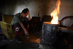 Suliman from Afghanistan, at the factory just outside Bihac. Bihac, BiH, January 2021. Suliman from Afghanistan, at the factory just outside Bihac. Bihac, BiH, January 2021.