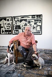 Lausanne, mercredi 5 octobre 2022, portrait d'Olivier Saudan, artiste peintre, ils expose ses oeuvres au Musée Alexis Forel de Morges, photos Cédric Sandoz Lausanne, mercredi 5 octobre 2022, portrait d'Olivier Saudan, artiste peintre, ils expose ses oeuvres au Musée Alexis Forel de Morges, photos Cédric Sandoz