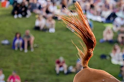 A horsetail with visitors in the background at the ‚Longines Grand Prix der Schweiz’ during the CSIO Show Jumping in St. Gallen, Switzerland, Saturday, June 4, 2022. (KEYSTONE/Christian Merz)
