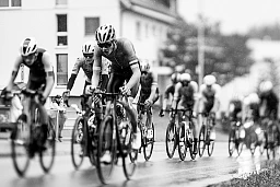 in the rain after hill climb