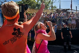 A man shooting water from a Love mobile. 10th August 2024. A man shooting water from a Love mobile. 10th August 2024.