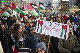 Genève, le 20 janvier 2024.Pont du Mont-Blanc. Manifestation pour Gaza. Genève, le 20 janvier 2024.Pont du Mont-Blanc. Manifestation pour Gaza.