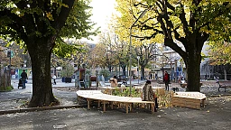 Vue de la place Robin depuis le rue des Tilleuls à Vevey, le 6 novembre 2024.